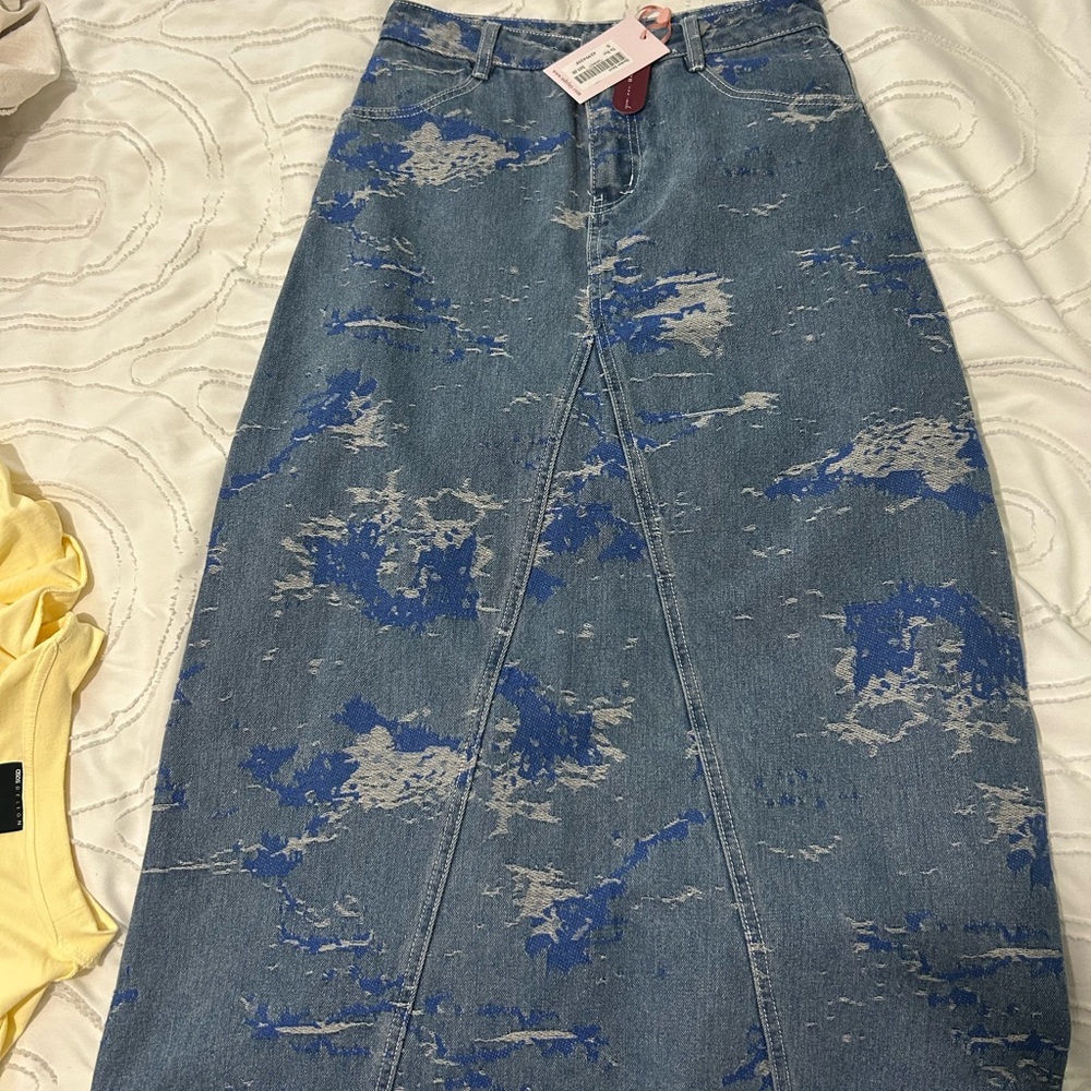 Wildfox Blue and Gray Maxi Skirt